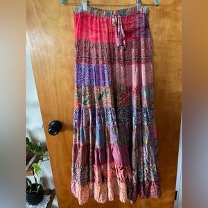 Silk patchwork maxi skirt